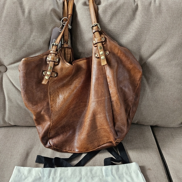 Lusher.co Cognac slouchy hobo bag NEW - Picture 2 of 11